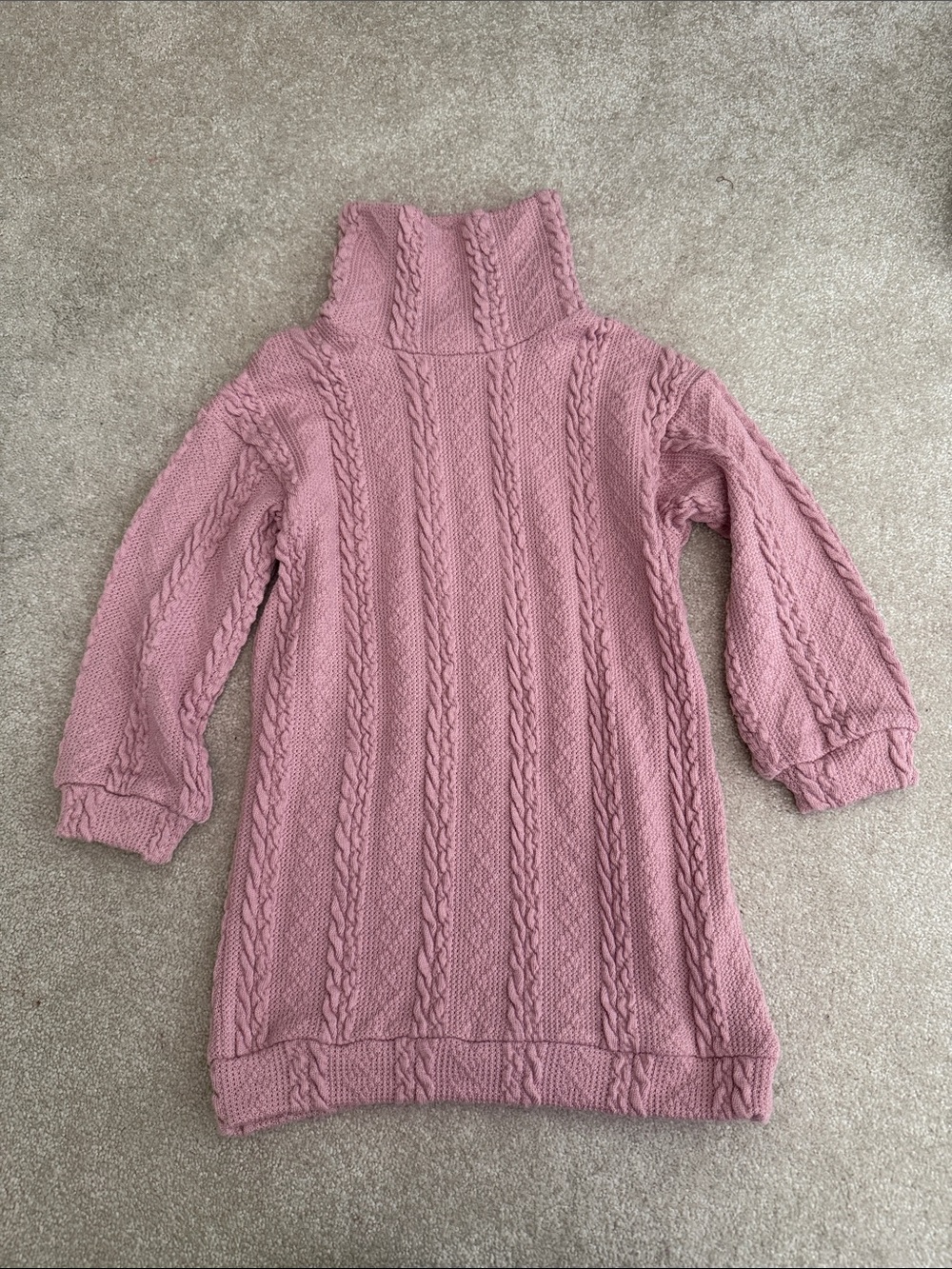PatPat Dusty Pink Cable Turtleneck Sweater Dress
